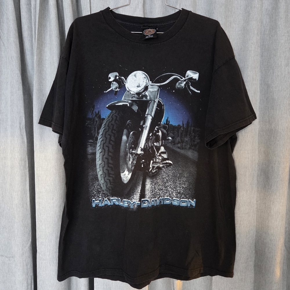Vintage 90s Harley Davidson T-Shirt Big Bike Desert Graphic Men's XL Tee USA - Picture 1 of 12